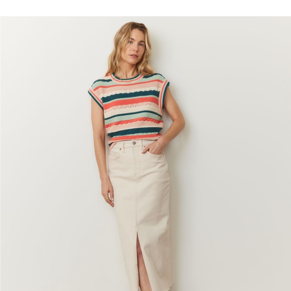 NWT Marine Layer Colorful Striped Rory Crochet Vest Sz L $108 - Picture 2 of 7